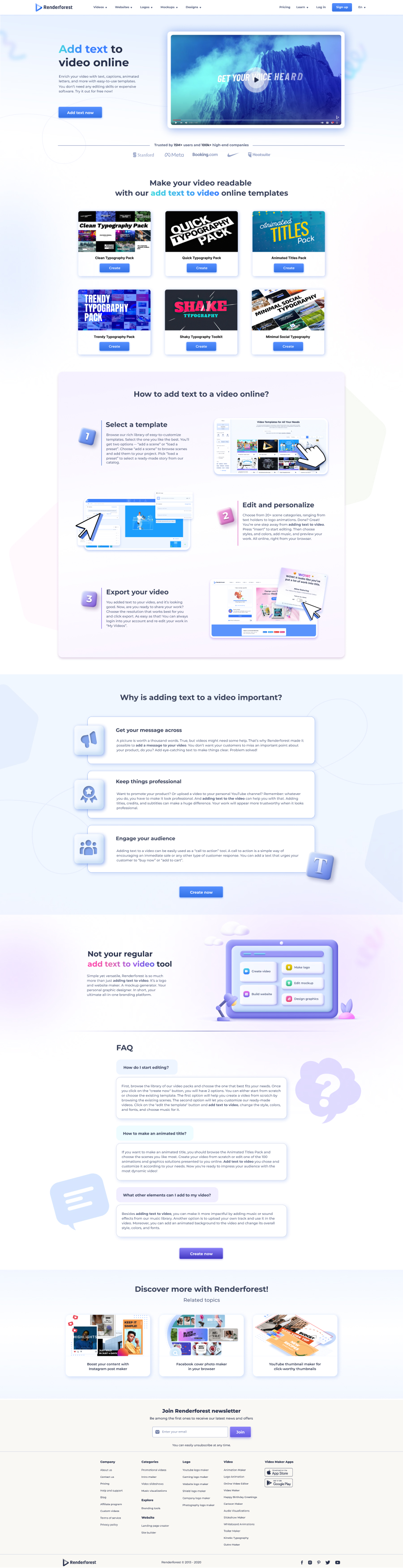 Add text to video — video tool feature page.