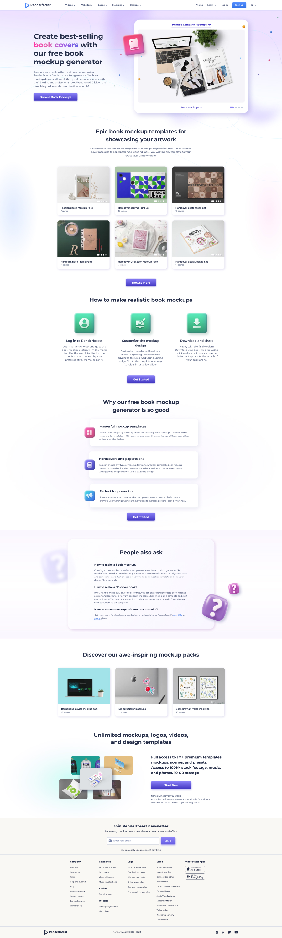 Book mockups — editorial mockup generator landing page.