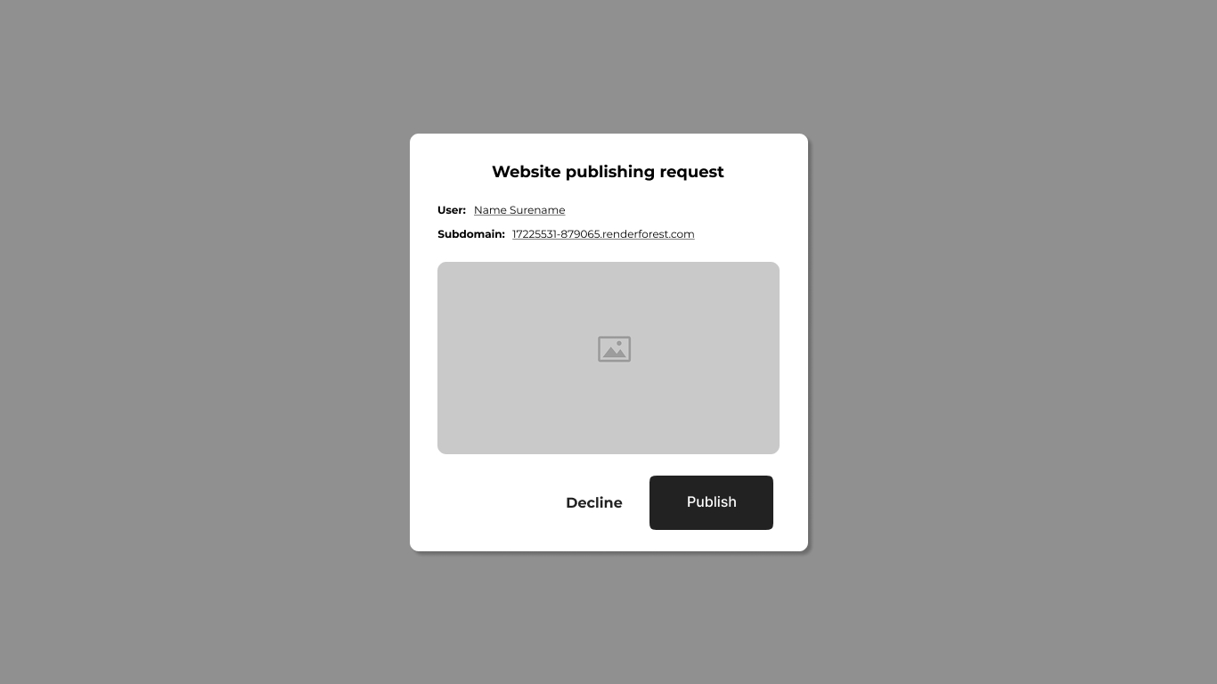 Website publishing request — the member-side form for requesting a publish action.